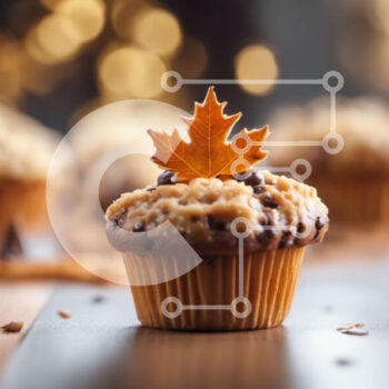 Intra Συλλεκτικό Ξύλινο Παζλ Plywood  4mm - Cupcake με φύλλα σφενδάμου με τσιπς σοκολάτας Σε Ξύλινο Κουτί - Διαστάσεις: 10x10 cm – 25 κομμάτια - Image 1