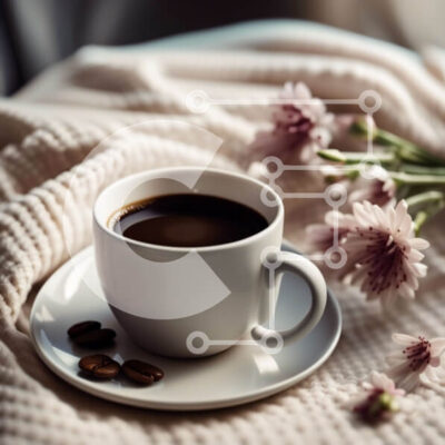 Intra Συλλεκτικό Ξύλινο Παζλ Plywood  4mm - Όμορφη εικόνα ενός καφέ με γάλα και ζάχαρη σε ένα λευκό πιάτο Σε Ξύλινο Κουτί - Διαστάσεις: 10x10 cm – 25 κομμάτια - Image 1