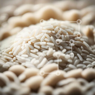 Intra Συλλεκτικό Ξύλινο Παζλ Plywood  4mm - Κοντινή εικόνα ενός σωρού από λευκό ρύζι Σε Ξύλινο Κουτί - Διαστάσεις: 10x10 cm – 25 κομμάτια - Image 1