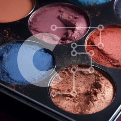 Intra Συλλεκτικό Ξύλινο Παζλ Plywood  4mm - Κοντινή όψη μιας παλέτας μακιγιάζ με μπλε, μωβ και πορτοκαλί σκιά ματιών Σε Ξύλινο Κουτί - Διαστάσεις: 10x10 cm – 25 κομμάτια - Image 1