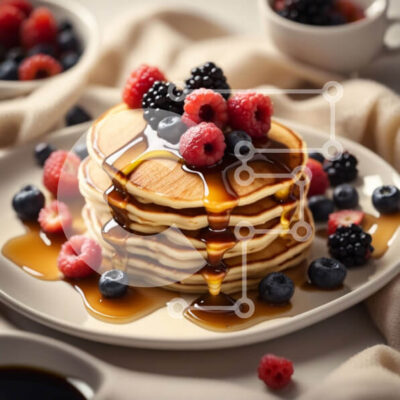 Intra Συλλεκτικό Ξύλινο Παζλ Plywood  4mm - Νόστιμες τηγανίτες με φρέσκα μούρα και σιρόπι Σε Ξύλινο Κουτί - Διαστάσεις: 10x10 cm – 25 κομμάτια - Image 1