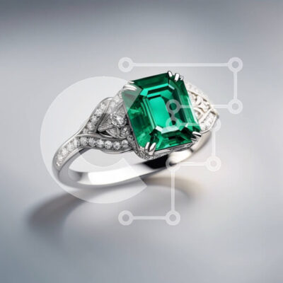 Intra Συλλεκτικό Ξύλινο Παζλ Plywood  4mm - Εκπληκτικό δαχτυλίδι από σμαράγδι και διαμάντια σε διακριτικό γκρι φόντο Σε Ξύλινο Κουτί - Διαστάσεις: 10x10 cm – 25 κομμάτια - Image 1