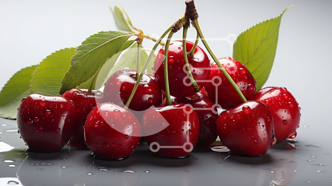 Intra Συλλεκτικό Ξύλινο Παζλ Plywood  4mm - Νόστιμη εικόνα από φρέσκα κόκκινα κεράσια με πράσινα φύλλα Σε Ξύλινο Κουτί - Διαστάσεις: 10x10 cm – 25 κομμάτια