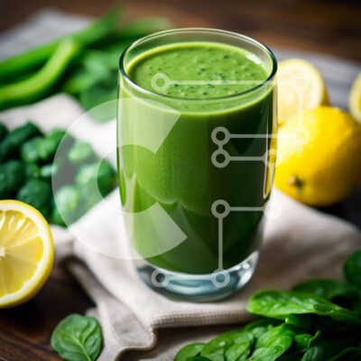 Intra Συλλεκτικό Ξύλινο Παζλ Plywood  4mm - Δροσιστικό και υγιεινό πράσινο Smoothie με σπανάκι και λεμόνι Σε Ξύλινο Κουτί - Διαστάσεις: 10x10 cm – 25 κομμάτια - Image 1