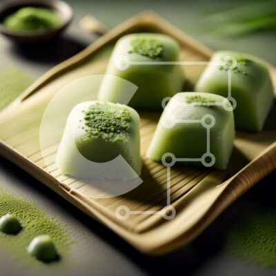 Intra Συλλεκτικό Ξύλινο Παζλ Plywood  4mm - Λαχταριστοί κύβοι σοκολάτας με γεύση Matcha σε δίσκο μπαμπού Σε Ξύλινο Κουτί - Διαστάσεις: 10x10 cm – 25 κομμάτια - Image 1