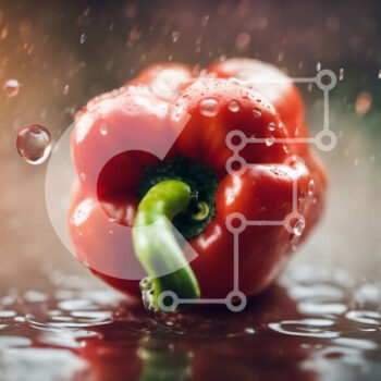 Intra Συλλεκτικό Ξύλινο Παζλ Plywood  4mm - Φρέσκια κόκκινη πιπεριά με σταγονίδια νερού Σε Ξύλινο Κουτί - Διαστάσεις: 10x10 cm – 25 κομμάτια - Image 1