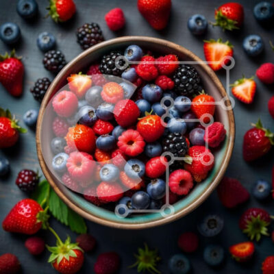 Intra Συλλεκτικό Ξύλινο Παζλ Plywood 4mm - Νόστιμο μπολ με φρέσκα μούρα - φράουλες, βατόμουρα και σμέουρα Σε Ξύλινο Κουτί - Διαστάσεις: 10x10 cm – 25 κομμάτια - Image 1