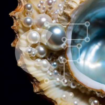 Intra Συλλεκτικό Ξύλινο Παζλ Plywood  4mm - Εκπληκτική εικόνα με μαργαριτάρια μέσα σε ένα ανοιχτό κέλυφος στρειδιών Σε Ξύλινο Κουτί - Διαστάσεις: 10x10 cm – 25 κομμάτια - Image 1