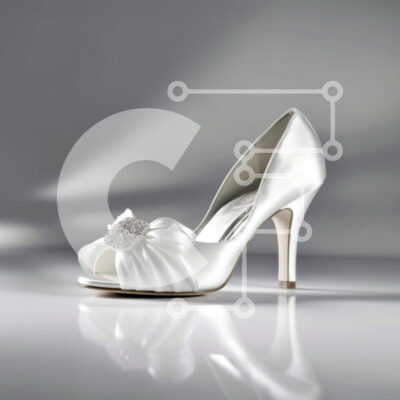 Intra Συλλεκτικό Ξύλινο Παζλ Plywood  4mm - Κομψές λευκές ψηλοτάκουνες γόβες με λεπτομέρεια φιόγκου Σε Ξύλινο Κουτί - Διαστάσεις: 10x10 cm – 25 κομμάτια - Image 1