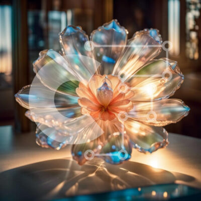 Intra Συλλεκτικό Ξύλινο Παζλ Plywood  4mm - Εκπληκτικό γυάλινο λουλούδι με θέα στον ορίζοντα της πόλης Σε Ξύλινο Κουτί - Διαστάσεις: 10x10 cm – 25 κομμάτια - Image 1