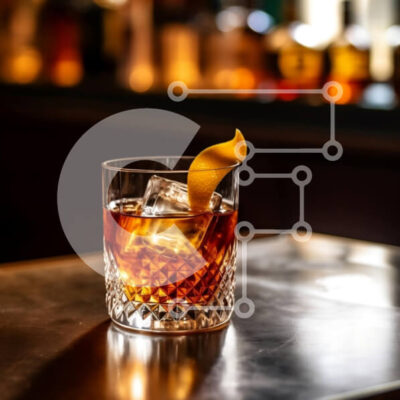 Intra Συλλεκτικό Ξύλινο Παζλ Plywood  4mm - Old Fashioned Cocktail με Ουίσκι, Ζάχαρη και Bitters Σε Ξύλινο Κουτί - Διαστάσεις: 10x10 cm – 25 κομμάτια - Image 1