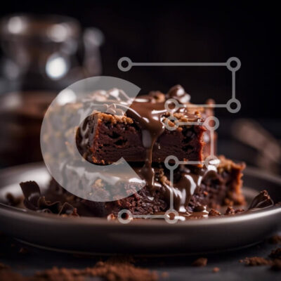 Intra Συλλεκτικό Ξύλινο Παζλ Plywood  4mm - Νόστιμα μπράουνις σοκολάτας με σάλτσα ντεκαντέ σοκολάτας Σε Ξύλινο Κουτί - Διαστάσεις: 10x10 cm – 25 κομμάτια - Image 1