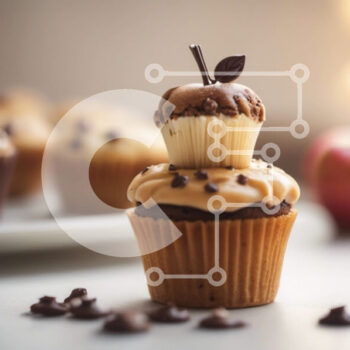 Intra Συλλεκτικό Ξύλινο Παζλ Plywood  4mm - Cupcakes στοιβάζονται το ένα πάνω στο άλλο με Cupcake σε σχήμα μήλου Σε Ξύλινο Κουτί - Διαστάσεις: 10x10 cm – 25 κομμάτια - Image 1
