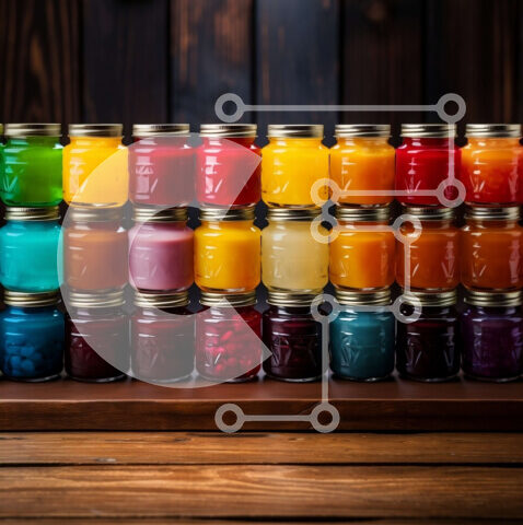 Intra Συλλεκτικό Ξύλινο Παζλ Plywood 4mm - Πολύχρωμες μαρμελάδες και ζελέ που εμφανίζονται σε ένα ξύλινο ράφι Σε Ξύλινο Κουτί - Διαστάσεις: 10x10 cm – 25 κομμάτια - Image 1