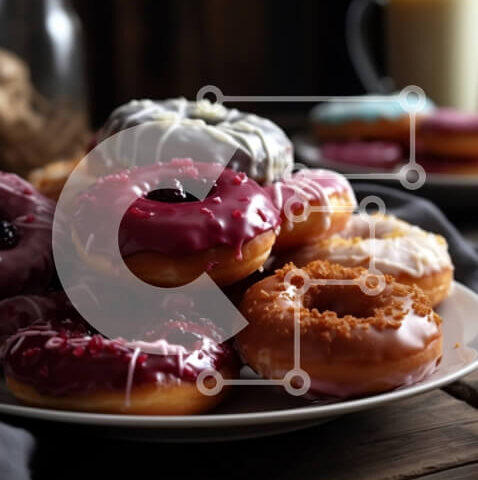 Intra Συλλεκτικό Ξύλινο Παζλ Plywood  4mm - Λαχταριστοί γλασέ ντόνατς με ψεκαστήρες και ποτήρι γάλα Σε Ξύλινο Κουτί - Διαστάσεις: 10x10 cm – 25 κομμάτια - Image 1