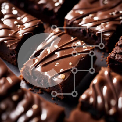 Intra Συλλεκτικό Ξύλινο Παζλ Plywood 4mm - Πεντανόστιμα μπράουνις σοκολάτας με γλάσο σοκολάτας και ψίχουλα λευκής σοκολάτας Σε Ξύλινο Κουτί - Διαστάσεις: 10x10 cm – 25 κομμάτια - Image 1