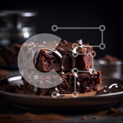 Intra Συλλεκτικό Ξύλινο Παζλ Plywood  4mm - Νόστιμη εικόνα από Brownies σοκολάτας με γλάσο Σε Ξύλινο Κουτί - Διαστάσεις: 10x10 cm – 25 κομμάτια - Image 1