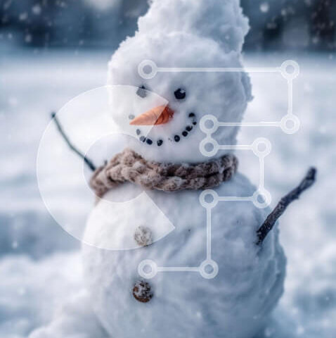 Intra Συλλεκτικό Ξύλινο Παζλ Plywood  4mm - Χαριτωμένος χιονάνθρωπος σε μια χειμερινή χώρα των θαυμάτων Σε Ξύλινο Κουτί - Διαστάσεις: 10x10 cm – 25 κομμάτια - Image 1