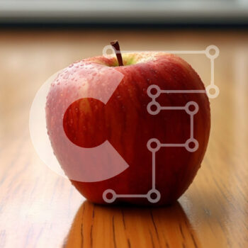 Intra Συλλεκτικό Ξύλινο Παζλ Plywood  4mm - Φρέσκο ​​κόκκινο μήλο σε ένα ξύλινο τραπέζι με θέα στο πράσινο τοπίο Σε Ξύλινο Κουτί - Διαστάσεις: 10x10 cm – 25 κομμάτια - Image 1