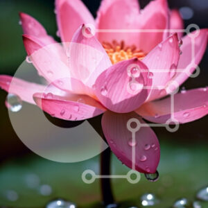 Intra Συλλεκτικό Ξύλινο Παζλ Plywood  4mm - Εκπληκτική εικόνα ενός ροζ λουλουδιού λωτού στο σκοτεινό νερό Σε Ξύλινο Κουτί - Διαστάσεις: 10x10 cm – 25 κομμάτια