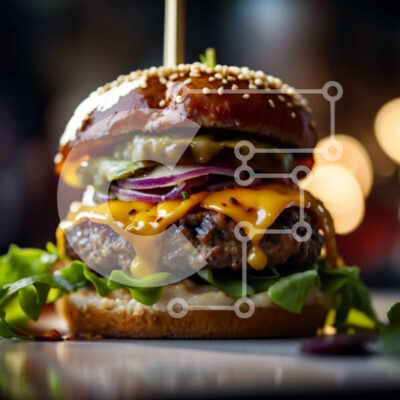 Intra Συλλεκτικό Ξύλινο Παζλ Plywood  4mm - Νόστιμο Cheeseburger με φρέσκα υλικά Σε Ξύλινο Κουτί - Διαστάσεις: 10x10 cm – 25 κομμάτια - Image 1