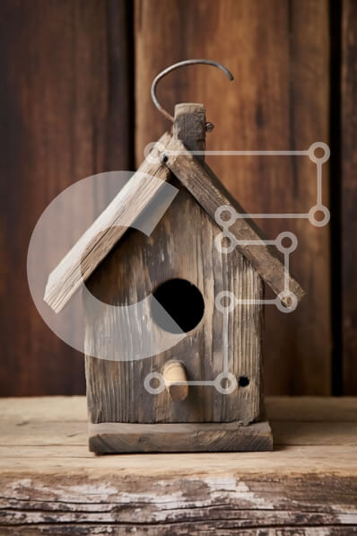 Intra Συλλεκτικό Ξύλινο Παζλ Plywood  4mm - Ρουστίκ Ξύλινο Birdhouse σε υφή ξύλινη επιφάνεια Σε Ξύλινο Κουτί - Διαστάσεις: 10x10 cm – 25 κομμάτια