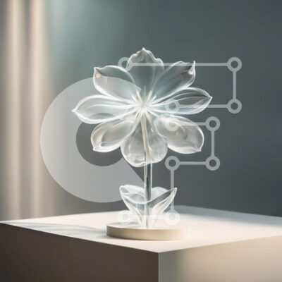 Intra Συλλεκτικό Ξύλινο Παζλ Plywood  4mm - Εκπληκτική εικόνα ενός λευκού λουλουδιού σε ένα διαφανές γυάλινο βάζο Σε Ξύλινο Κουτί - Διαστάσεις: 10x10 cm – 25 κομμάτια - Image 1