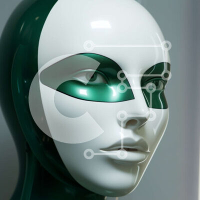 Intra Συλλεκτικό Ξύλινο Παζλ Plywood  4mm - Μανεκέν με λευκό πρόσωπο και πράσινα μάτια Σε Ξύλινο Κουτί - Διαστάσεις: 10x10 cm – 25 κομμάτια - Image 1