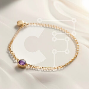 Intra Συλλεκτικό Ξύλινο Παζλ Plywood  4mm - Εκπληκτικό χρυσό βραχιόλι με πέτρα Αμέθυστου - Τέλειο αξεσουάρ για κάθε περίσταση Σε Ξύλινο Κουτί - Διαστάσεις: 10x10 cm – 25 κομμάτια