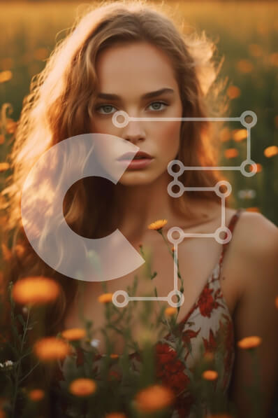 Intra Συλλεκτικό Ξύλινο Παζλ Plywood  4mm - Εκπληκτική εικόνα μιας νεαρής γυναίκας σε ένα χωράφι με χρυσές μαργαρίτες στο ηλιοβασίλεμα Σε Ξύλινο Κουτί - Διαστάσεις: 10x10 cm – 25 κομμάτια