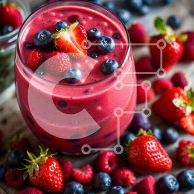 Intra Συλλεκτικό Ξύλινο Παζλ Plywood 4mm - Δροσιστικό Smoothie φράουλας και βατόμουρου με φρέσκα μούρα Σε Ξύλινο Κουτί - Διαστάσεις: 10x10 cm – 25 κομμάτια - Image 1