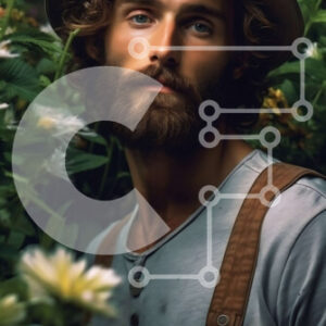 Intra Συλλεκτικό Ξύλινο Παζλ Plywood  4mm - Εικόνα ενός άνδρα με φόρμες ανάμεσα σε αγριολούλουδα Σε Ξύλινο Κουτί - Διαστάσεις: 10x10 cm – 25 κομμάτια