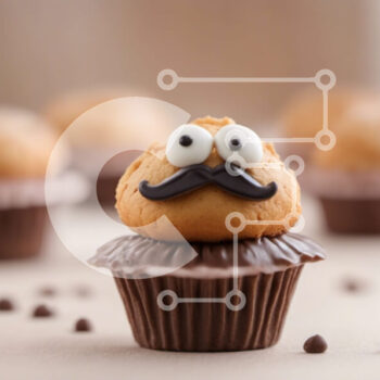 Intra Συλλεκτικό Ξύλινο Παζλ Plywood  4mm - Cupcake μουστάκι με τσιπς σοκολάτας Σε Ξύλινο Κουτί - Διαστάσεις: 10x10 cm – 25 κομμάτια - Image 1