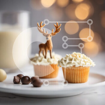 Intra Συλλεκτικό Ξύλινο Παζλ Plywood  4mm - Cupcakes με ειδώλια ελαφιών σε λευκό πιάτο Σε Ξύλινο Κουτί - Διαστάσεις: 10x10 cm – 25 κομμάτια - Image 1