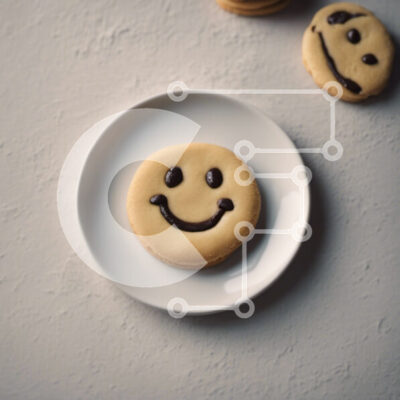 Intra Συλλεκτικό Ξύλινο Παζλ Plywood  4mm - Μπισκότα Smiley Face σε λευκό πιάτο Σε Ξύλινο Κουτί - Διαστάσεις: 10x10 cm – 25 κομμάτια - Image 1