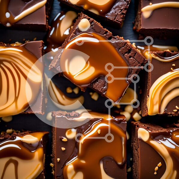 Intra Συλλεκτικό Ξύλινο Παζλ Plywood  4mm - Λαχταριστή εικόνα από μπράουνις σοκολάτας με σάλτσα καραμέλας Σε Ξύλινο Κουτί - Διαστάσεις: 10x10 cm – 25 κομμάτια