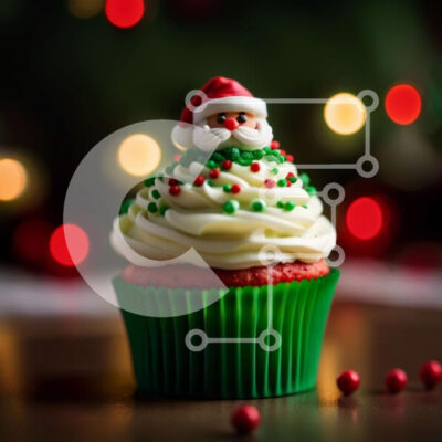 Intra Συλλεκτικό Ξύλινο Παζλ Plywood 4mm - Γιορτινό Cupcake με διακόσμηση Άγιου Βασίλη Σε Ξύλινο Κουτί - Διαστάσεις: 10x10 cm – 25 κομμάτια - Image 1