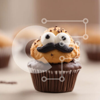 Intra Συλλεκτικό Ξύλινο Παζλ Plywood  4mm - Cupcake μουστάκι με παγωμένο σοκολάτα Σε Ξύλινο Κουτί - Διαστάσεις: 10x10 cm – 25 κομμάτια - Image 1