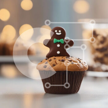 Intra Συλλεκτικό Ξύλινο Παζλ Plywood  4mm - Cupcake σοκολάτας με ειδώλιο άνδρα με μελόψωμο Σε Ξύλινο Κουτί - Διαστάσεις: 10x10 cm – 25 κομμάτια - Image 1