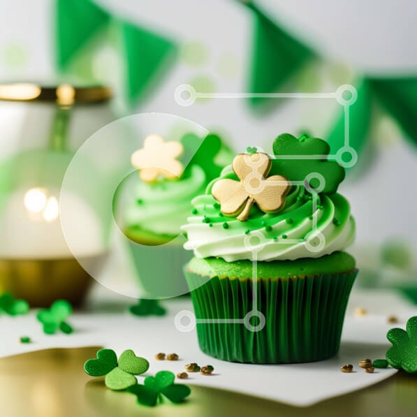 Intra Συλλεκτικό Ξύλινο Παζλ Plywood  4mm - Λαχταριστό Cupcake με Διακοσμητικά Τριφύλλι Σε Ξύλινο Κουτί - Διαστάσεις: 10x10 cm – 25 κομμάτια