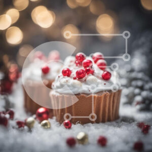 Intra Συλλεκτικό Ξύλινο Παζλ Plywood  4mm - Cupcakes σοκολάτας με σαντιγί και κόκκινα μούρα σε χιονισμένο φόντο Σε Ξύλινο Κουτί - Διαστάσεις: 10x10 cm – 25 κομμάτια