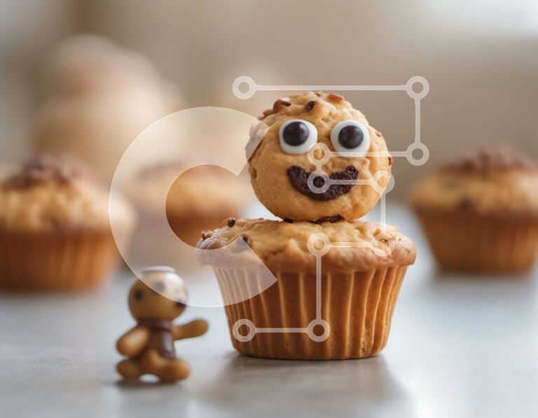 Intra Συλλεκτικό Ξύλινο Παζλ Plywood  4mm - Cupcakes με Πρόσωπα και Googly Eyes Σε Ξύλινο Κουτί - Διαστάσεις: 10x10 cm – 25 κομμάτια - Image 1
