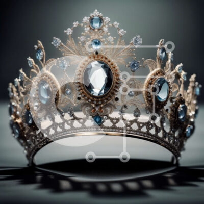 Intra Συλλεκτικό Ξύλινο Παζλ Plywood  4mm - Κομψό και βασιλικό στέμμα με αστραφτερά μπλε και λευκά πετράδια Σε Ξύλινο Κουτί - Διαστάσεις: 10x10 cm – 25 κομμάτια - Image 1