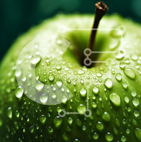 Intra Συλλεκτικό Ξύλινο Παζλ Plywood  4mm - Φρέσκο ​​και ζουμερό πράσινο μήλο με σταγονίδια νερού Σε Ξύλινο Κουτί - Διαστάσεις: 10x10 cm – 25 κομμάτια - Image 1