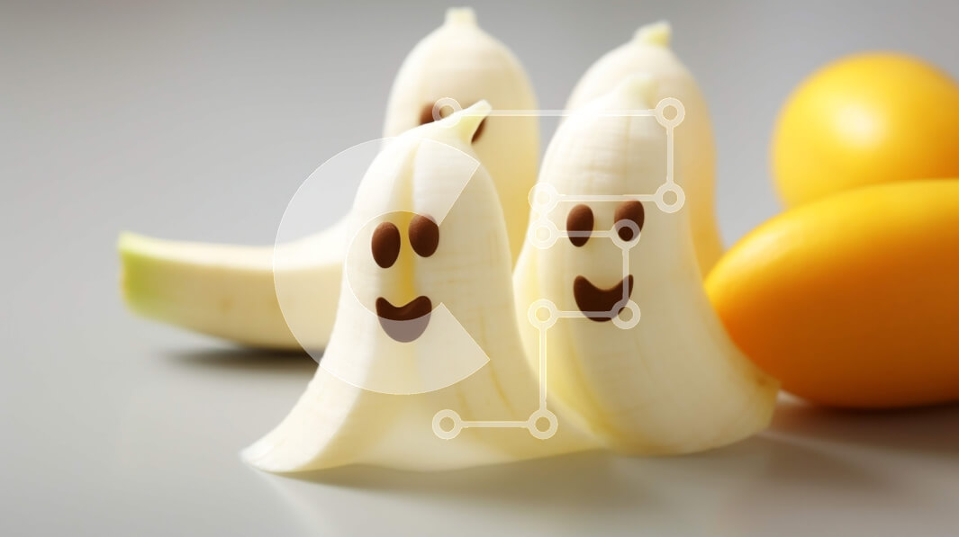 Intra Συλλεκτικό Ξύλινο Παζλ Plywood  4mm - Σκαλιστά πρόσωπα μπανάνας σε τραπέζι με πορτοκάλια Σε Ξύλινο Κουτί - Διαστάσεις: 10x10 cm – 25 κομμάτια