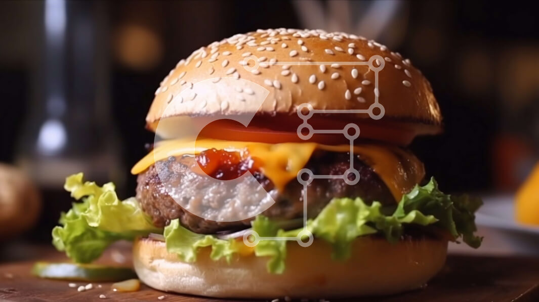 Intra Συλλεκτικό Ξύλινο Παζλ Plywood  4mm - Λαχταριστό Cheeseburger με φρέσκα λαχανικά και κέτσαπ Σε Ξύλινο Κουτί - Διαστάσεις: 10x10 cm – 25 κομμάτια