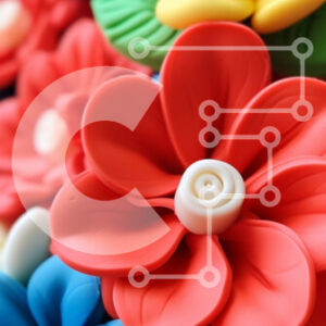 Intra Συλλεκτικό Ξύλινο Παζλ Plywood  4mm - Πολύχρωμα πλαστικά λουλούδια σε βάζο Σε Ξύλινο Κουτί - Διαστάσεις: 10x10 cm – 25 κομμάτια