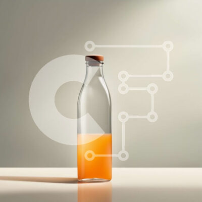 Intra Συλλεκτικό Ξύλινο Παζλ Plywood  4mm - Δροσιστική εικόνα ενός γυάλινου μπουκαλιού χυμού πορτοκαλιού σε ένα καθαρό τραπέζι Σε Ξύλινο Κουτί - Διαστάσεις: 10x10 cm – 25 κομμάτια - Image 1