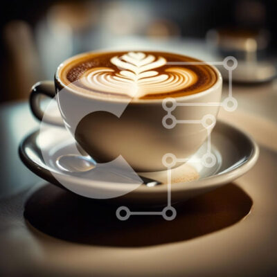 Intra Συλλεκτικό Ξύλινο Παζλ Plywood  4mm - Κομψό λευκό φλιτζάνι καφέ με σχέδιο φύλλων σε πιατάκι και κουτάλι Σε Ξύλινο Κουτί - Διαστάσεις: 10x10 cm – 25 κομμάτια - Image 1