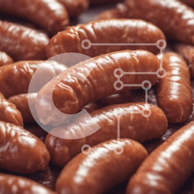 Intra Συλλεκτικό Ξύλινο Παζλ Plywood  4mm - Κοντινό πλάνο λουκάνικων χοιρινού κρέατος που τακτοποιούνται σε κύκλο Σε Ξύλινο Κουτί - Διαστάσεις: 10x10 cm – 25 κομμάτια - Image 1